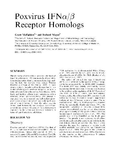Poxvirus IFNα/β Receptor Homologs