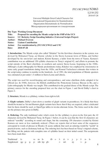 Proposal for encoding the Mende script in the SMP of the UCS