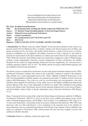 Revised proposal for encoding the Mende script in the SMP of the UCS