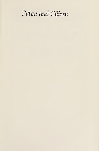 Man and Citizen: Thomas Hobbes De Homine and De Cive