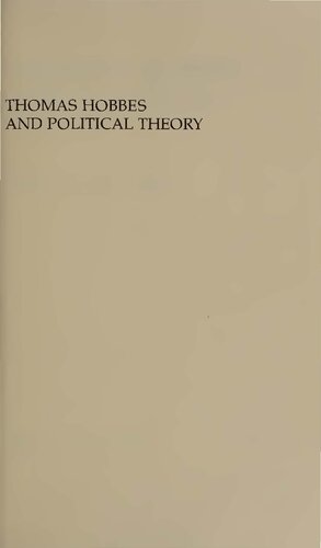 Thomas Hobbes and Political Theory