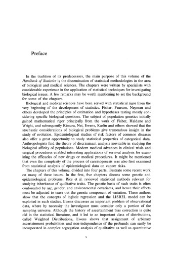 Handbook of Statistics 8: Statistical Methods in Biological and Medical Sciences