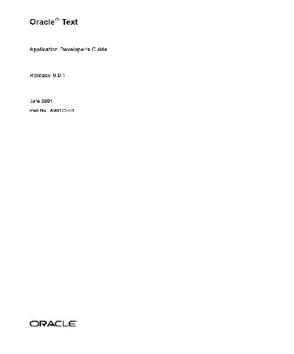 Oracle Text. Application Developers Guide