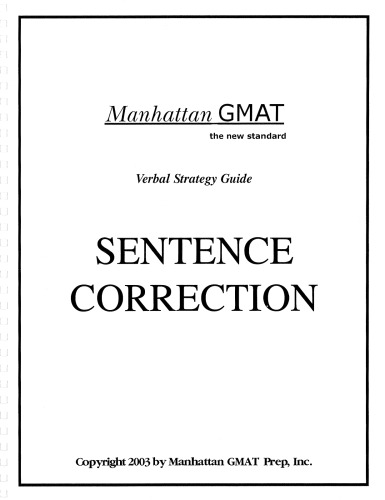 Sentence Correction GMAT Preparation Guide