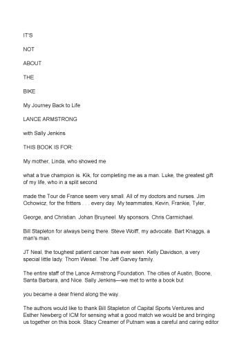 It's Not About the Bike: My Journey Back to Life