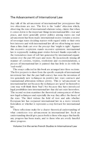 The advancement of international law