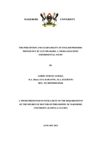The perception and learnability of English prosodic phonology by Luo speakers: A cross-linguistic experimental study