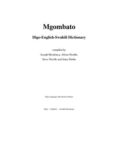 Mgombato. Digo-English-Swahili Dictionary