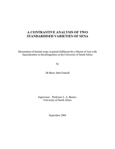 A contrastive analysis of two standardised varieties of Sena