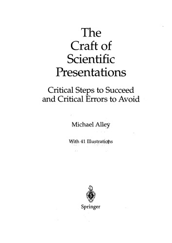 The craft of scientific presentations: critical steps to succeed and critical errors to avoid