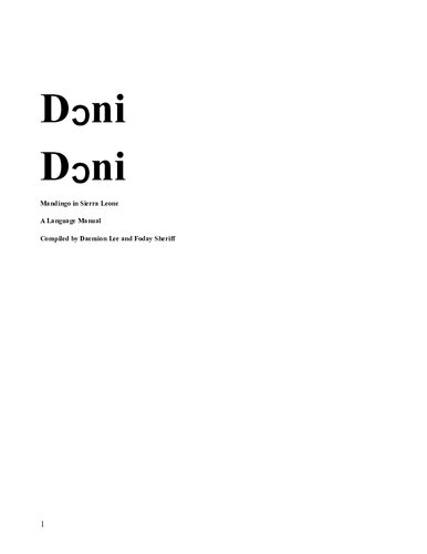 Dɔni Dɔni. Mandingo in Sierra Leone. A Language Manual