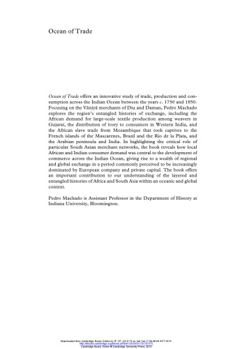 Ocean of trade: South Asian merchants, Africa and the Indian Ocean, 1750-1850