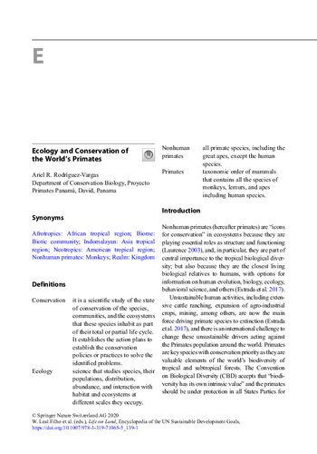 Ecology and Conservation of the World’s Primates