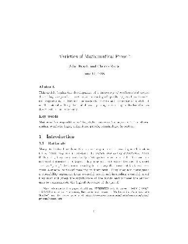 Varieties of mathematical prose