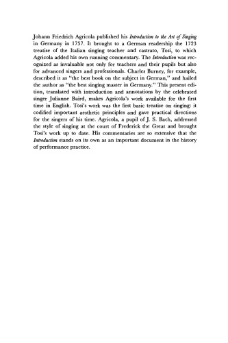 Introduction to the Art of Singing by Johann Friedrich Agricola