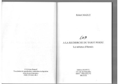 A la recherche du tarot perdu. Les tablettes d'Hermès