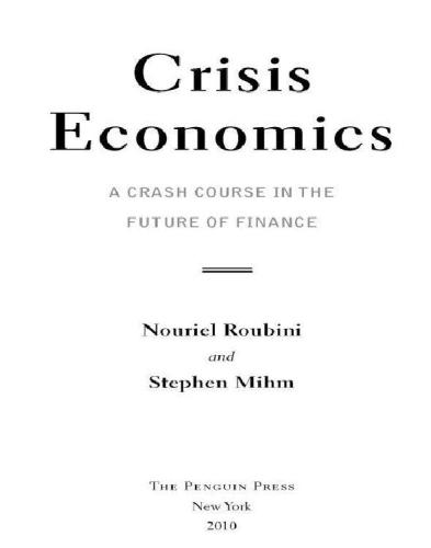 Crisis economics: a crash course in the future of finance