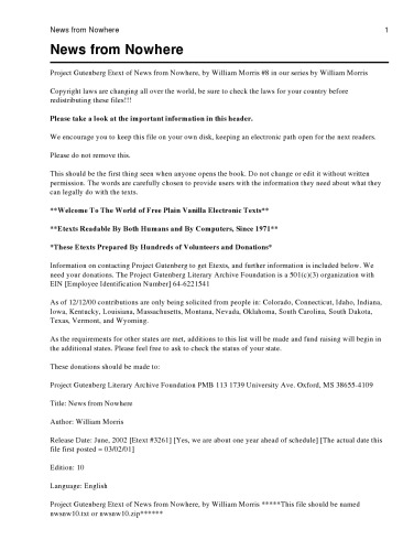 News from nowhere, and other writings