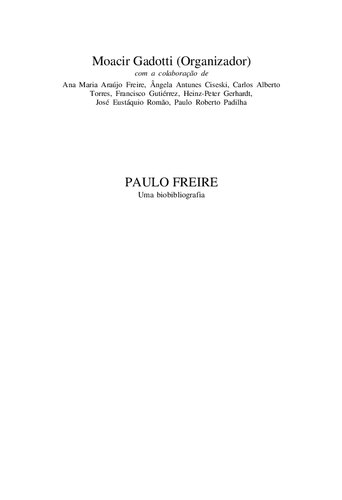 Paulo Freire. Uma biobibliografia