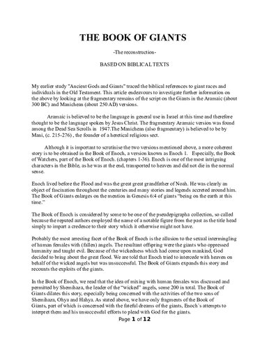 Book of Giants: Based on Biblical Texts