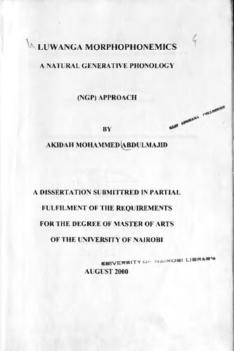 Luwanga morphophonemics: a natural generative phonology