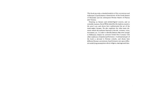 The Masks of Menander: Sign and Meaning in Greek and Roman Performance