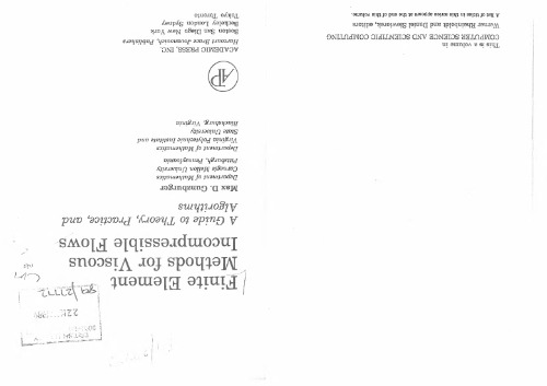Finite Element Methods for Viscous Incompressible Flows: A Guide to Theory, Practice, and Algorithms (Computer Science and Scientific Computing)