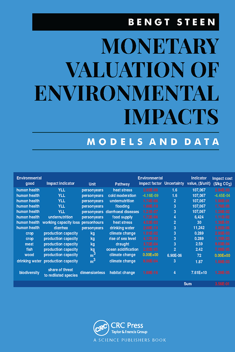 Monetary Valuation of Environmental Impacts-Models and Data