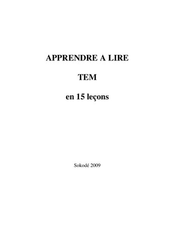 Apprendre a lire tem en 15 leçons