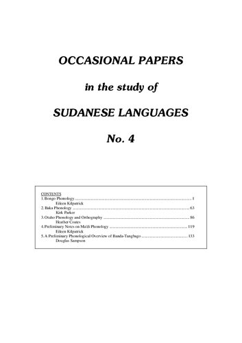 Occasional Papers in the Study of Sudanese Languages. No. 4