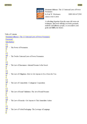 Maximum Influence: The 12 Universal Laws of Power