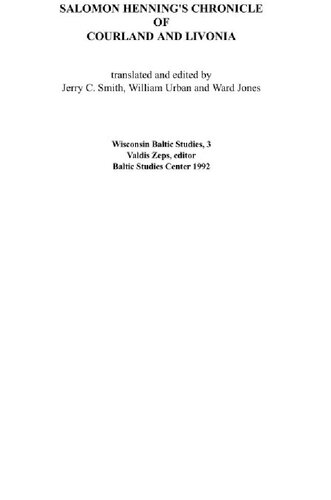 Salomon Henning’s Chronicle of Courland and Livonia