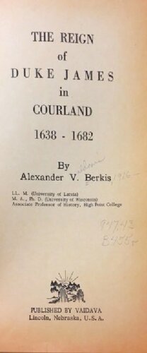 The Reign of Duke James in Courland 1938-1682