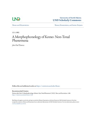 A Morphophonology of Komo: Non-Tonal Phenomena