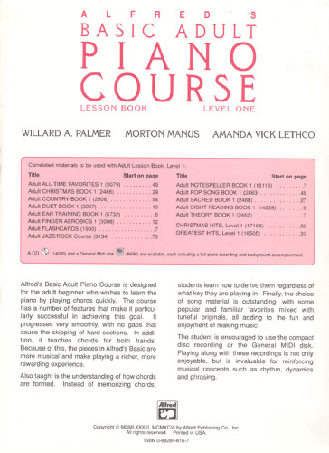 Alfred's Basic Adult Piano Course: Lesson Book, Level One