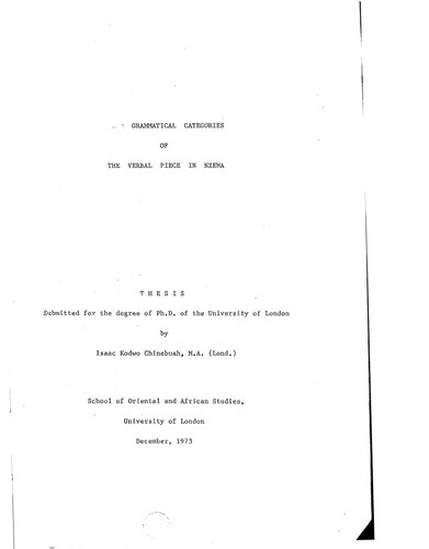 Grammatical categories of the verbal piece in Nzema