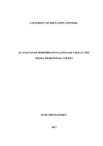 An analyis of performative language used at the Nzema traditional courts