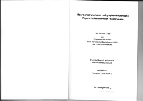 Über kombinatorische und graphentheoretische Eigenschaften normaler Pflasterungen