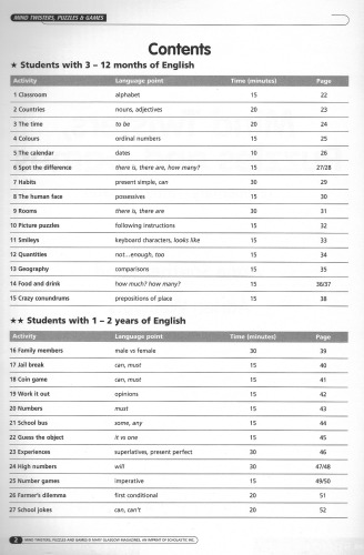 Mind Twisters, Puzzles and Games: Elementary - Intermediate (Timesaver)