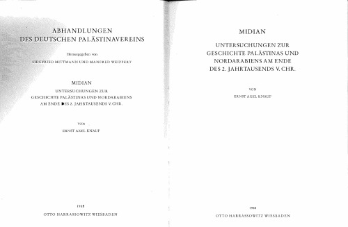 Midian: Untersuchungen zur Geschichte Palästinas und Nordarabiens am Ende des 2. Jahrtausends v. Chr