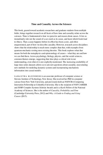 Time and Causality Across the Sciences