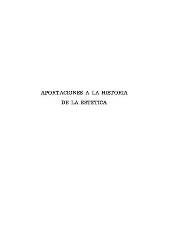 Aportaciones a la historia de la estética