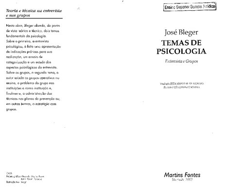Temas de psicologia: entrevista e grupos
