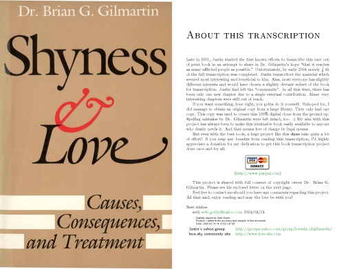Shyness and Love: Causes, Consequences, and Treatment