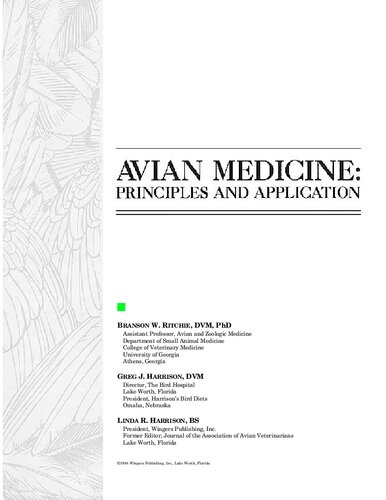 Avian Medicine: Principles and Application