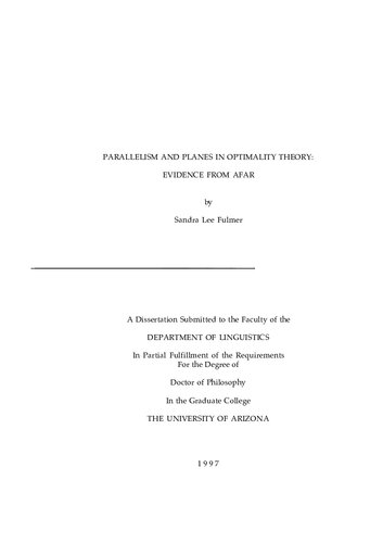 Parallelism and planes in optimality theory: evidence from Afar
