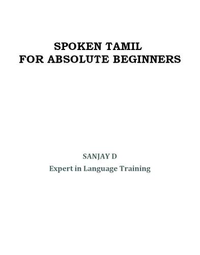 Spoken Tamil For Absolute Beginners