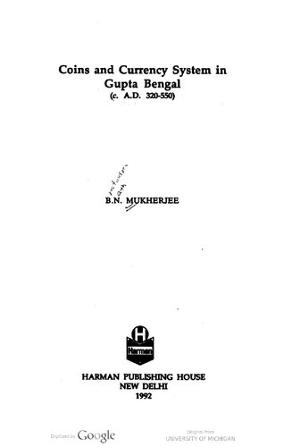 Coins and currency system in Gupta Bengal, c. A.D. 320-550