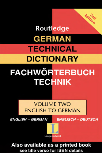 German Technical Dictionary 2: Volume Two, English-German/Englisch-Deutsch