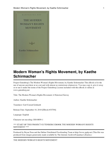 The Modern Woman's Rights Movement A Historical Survey